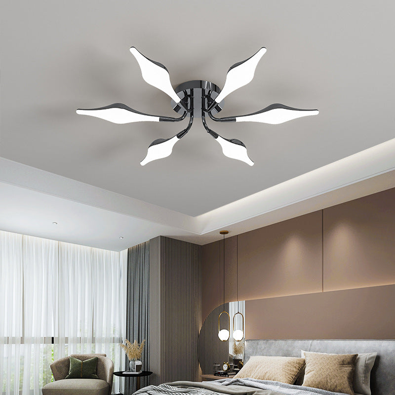Contemporary Luxury Iron Frame Acrylic Rhomboid Shade LED Semi-Flush Mount Ceiling Light For Living Room