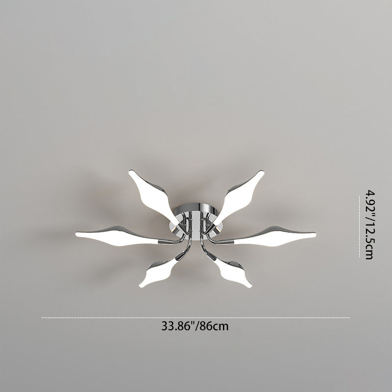 Contemporary Luxury Iron Frame Acrylic Rhomboid Shade LED Semi-Flush Mount Ceiling Light For Living Room