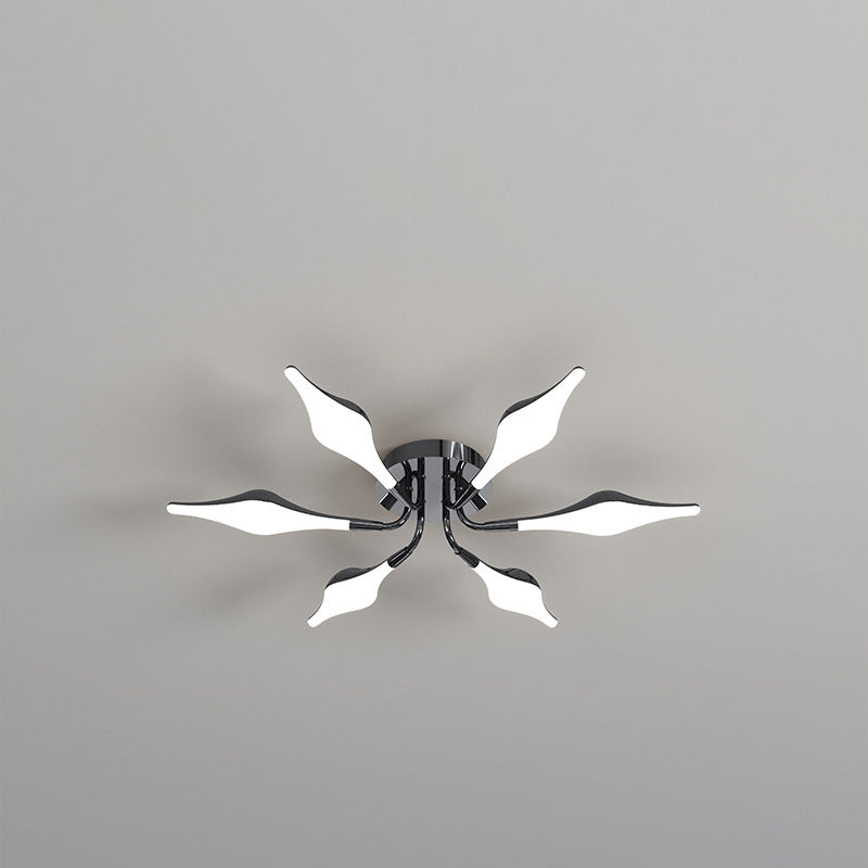 Contemporary Luxury Iron Frame Acrylic Rhomboid Shade LED Semi-Flush Mount Ceiling Light For Living Room