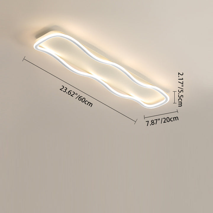 Lumière de plafond moderne minimaliste en aluminium PVC à bande ondulée LED pour salon 