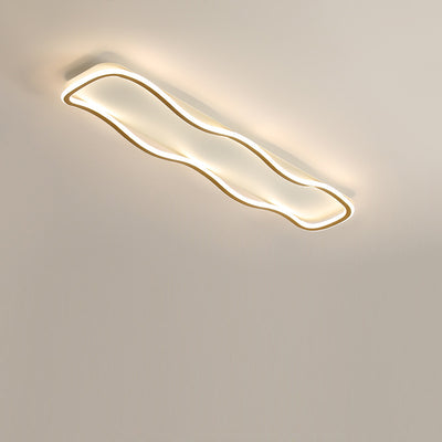 Modern Minimalist Aluminum PVC Corrugated Strip LED Flush Mount Ceiling Light For Living Room