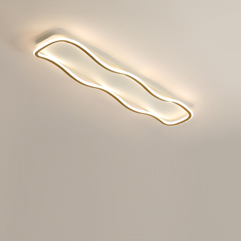 Modern Minimalist Aluminum PVC Corrugated Strip LED Flush Mount Ceiling Light For Living Room