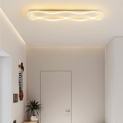 Modern Minimalist Aluminum PVC Corrugated Strip LED Flush Mount Ceiling Light For Living Room