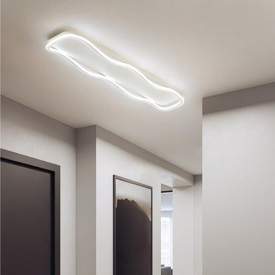 Modern Minimalist Aluminum PVC Corrugated Strip LED Flush Mount Ceiling Light For Living Room