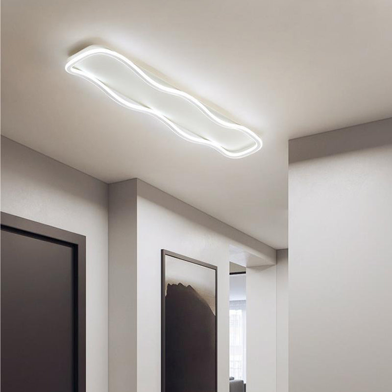Modern Minimalist Aluminum PVC Corrugated Strip LED Flush Mount Ceiling Light For Living Room