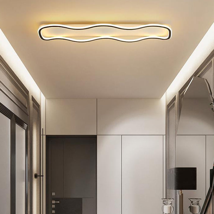 Lumière de plafond moderne minimaliste en aluminium PVC à bande ondulée LED pour salon 