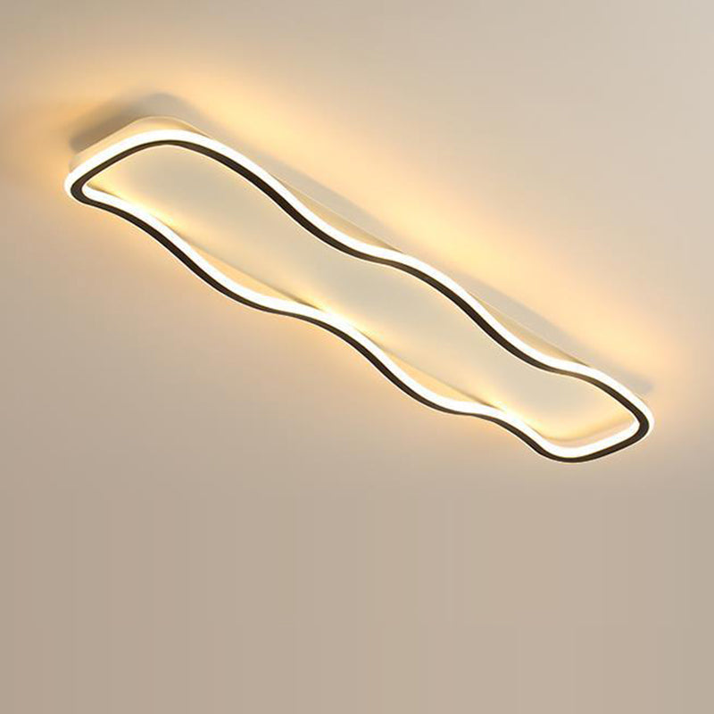 Lumière de plafond moderne minimaliste en aluminium PVC à bande ondulée LED pour salon 