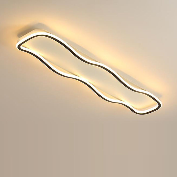 Lumière de plafond moderne minimaliste en aluminium PVC à bande ondulée LED pour salon 