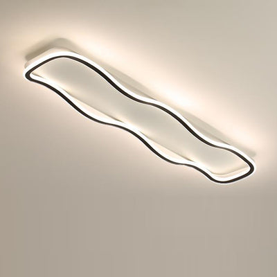 Modern Minimalist Aluminum PVC Corrugated Strip LED Flush Mount Ceiling Light For Living Room
