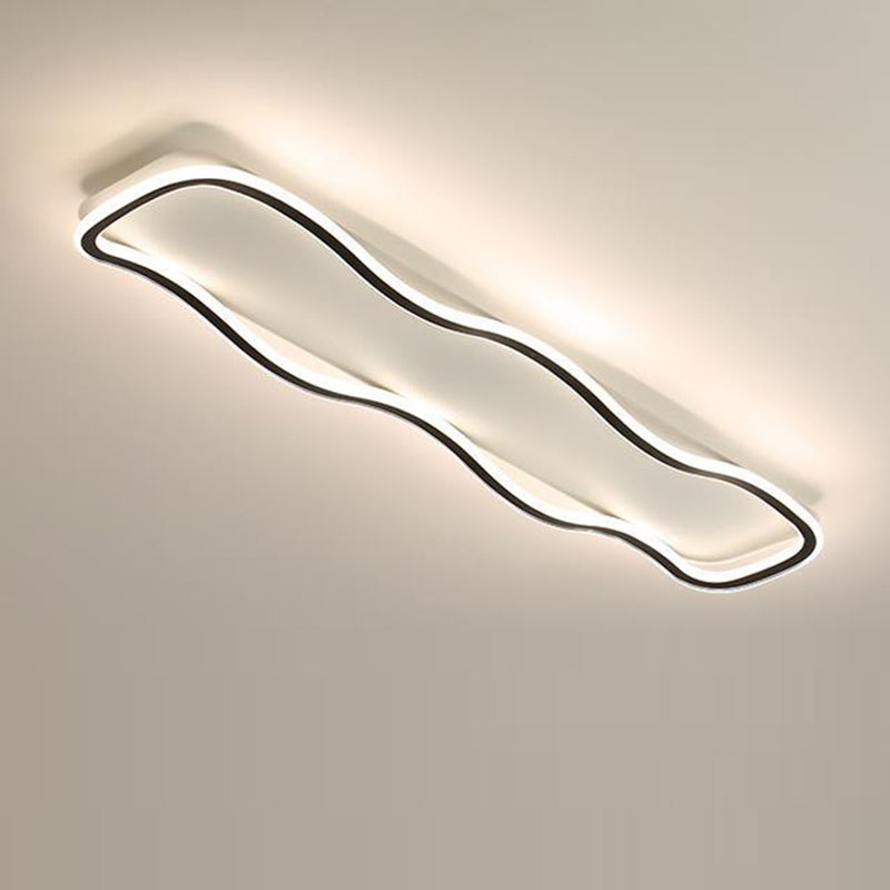 Modern Minimalist Aluminum PVC Corrugated Strip LED Flush Mount Ceiling Light For Living Room