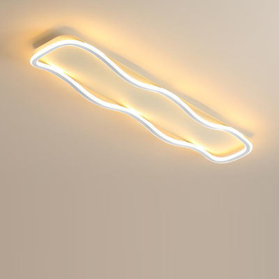 Modern Minimalist Aluminum PVC Corrugated Strip LED Flush Mount Ceiling Light For Living Room