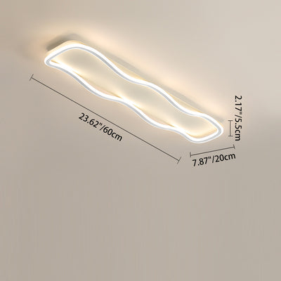 Modern Minimalist Aluminum PVC Corrugated Strip LED Flush Mount Ceiling Light For Living Room