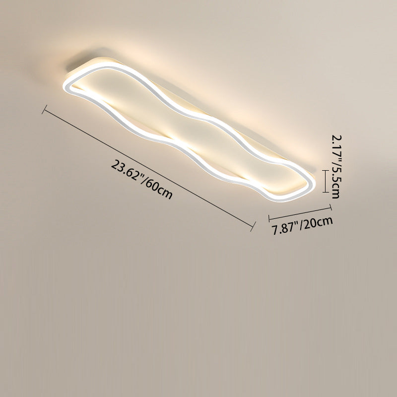 Modern Minimalist Aluminum PVC Corrugated Strip LED Flush Mount Ceiling Light For Living Room