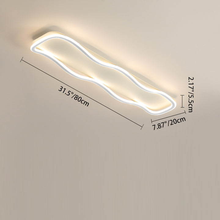 Lumière de plafond moderne minimaliste en aluminium PVC à bande ondulée LED pour salon 