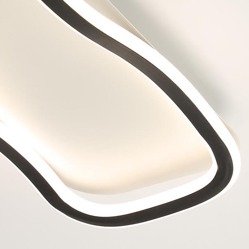 Modern Minimalist Aluminum PVC Corrugated Strip LED Flush Mount Ceiling Light For Living Room