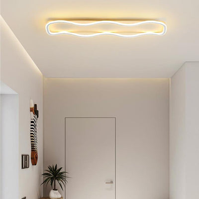 Modern Minimalist Aluminum PVC Corrugated Strip LED Flush Mount Ceiling Light For Living Room