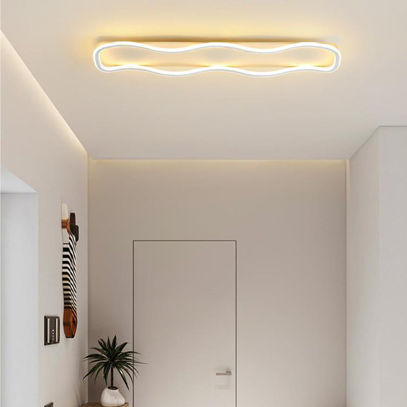 Modern Minimalist Aluminum PVC Corrugated Strip LED Flush Mount Ceiling Light For Living Room