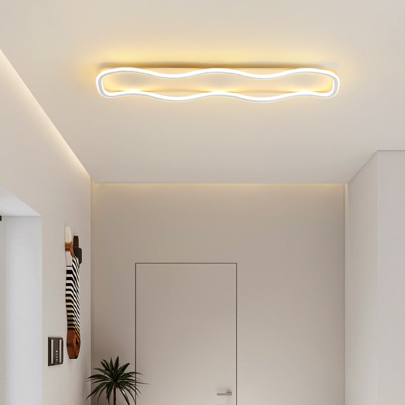Modern Minimalist Aluminum PVC Corrugated Strip LED Flush Mount Ceiling Light For Living Room