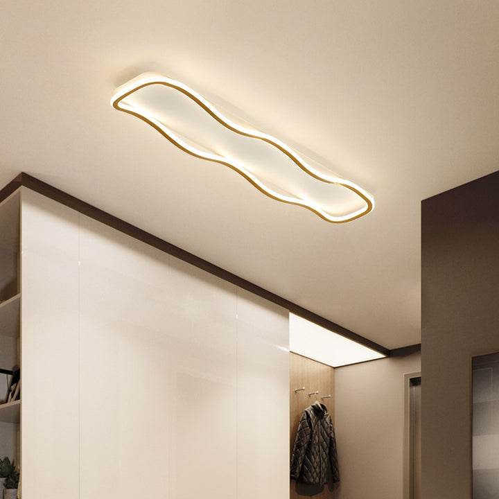 Lumière de plafond moderne minimaliste en aluminium PVC à bande ondulée LED pour salon 