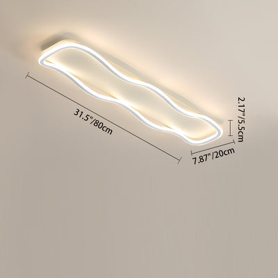 Modern Minimalist Aluminum PVC Corrugated Strip LED Flush Mount Ceiling Light For Living Room