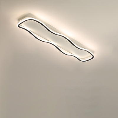 Modern Minimalist Aluminum PVC Corrugated Strip LED Flush Mount Ceiling Light For Living Room