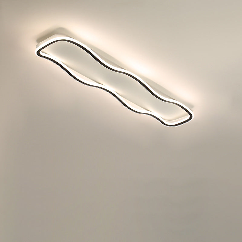 Modern Minimalist Aluminum PVC Corrugated Strip LED Flush Mount Ceiling Light For Living Room
