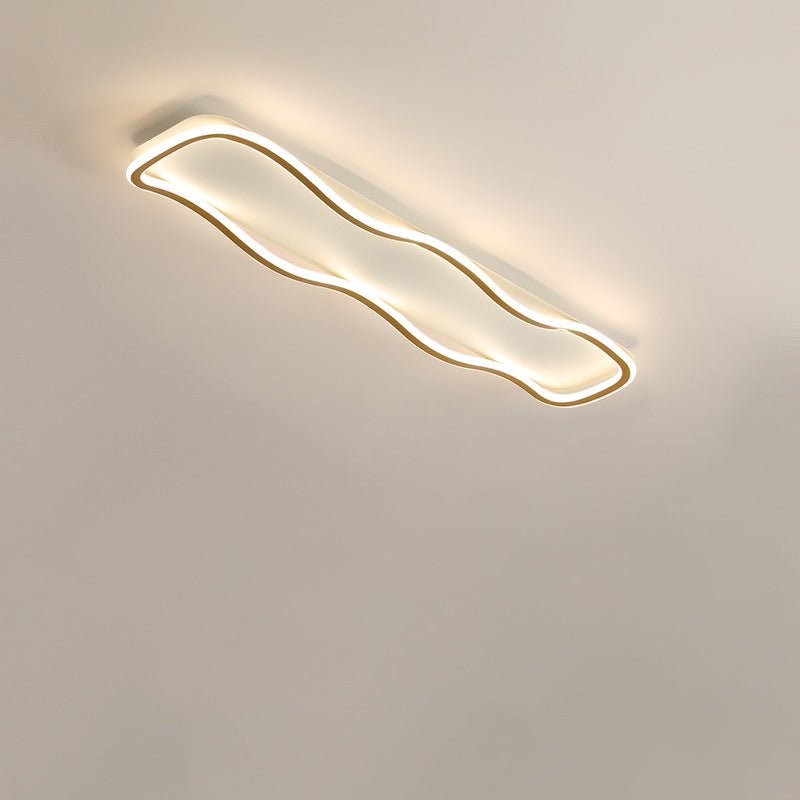 Modern Minimalist Aluminum PVC Corrugated Strip LED Flush Mount Ceiling Light For Living Room