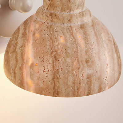 Traditional Japanese Beige Travertine Semicircle Shade Hardware 1-Light Wall Sconce Lamp For Living Room