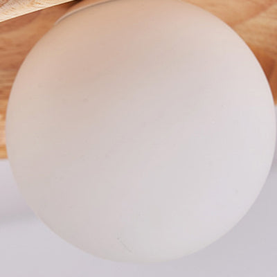 Abat-jour en verre à grain de bois japonais traditionnel 1-lumière semi-encastré pour salon 