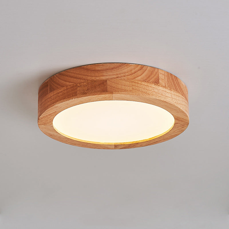 Plafonnier LED acrylique cylindrique en bois grain vintage traditionnel pour salon 