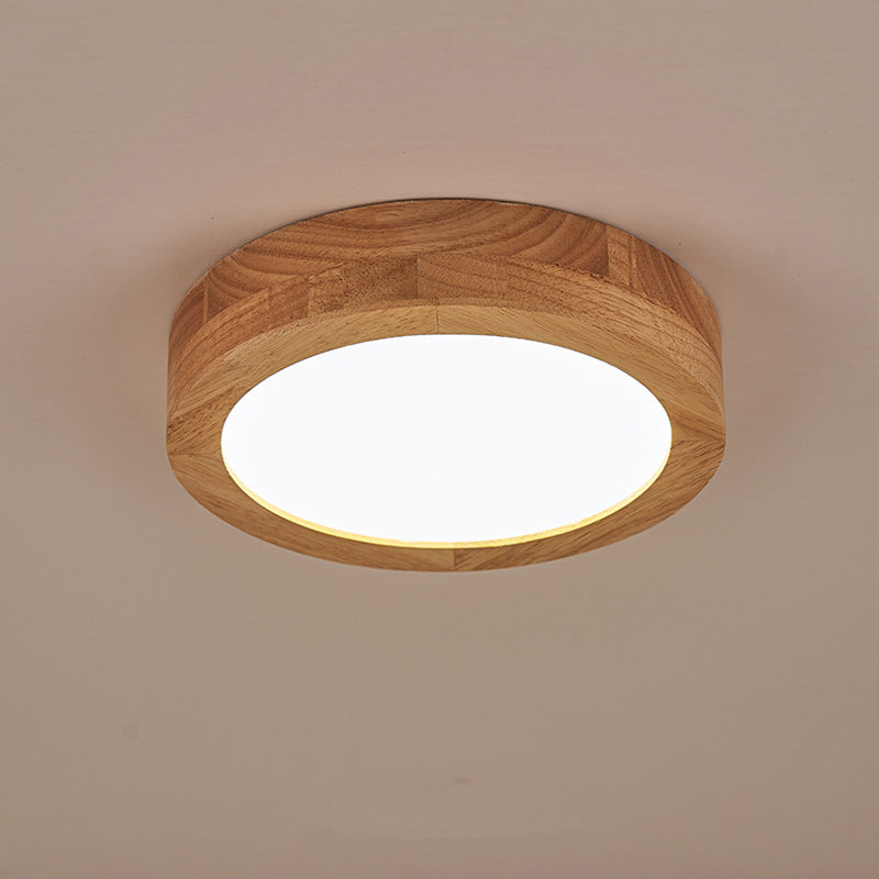 Plafonnier LED acrylique cylindrique en bois grain vintage traditionnel pour salon 