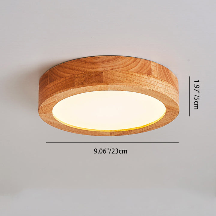 Plafonnier LED acrylique cylindrique en bois grain vintage traditionnel pour salon 