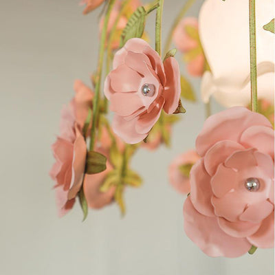 Moderne Art-Deco-Hardware Blumenverzierung Glasschirm 1-Licht Pendelleuchte für Schlafzimmer 
