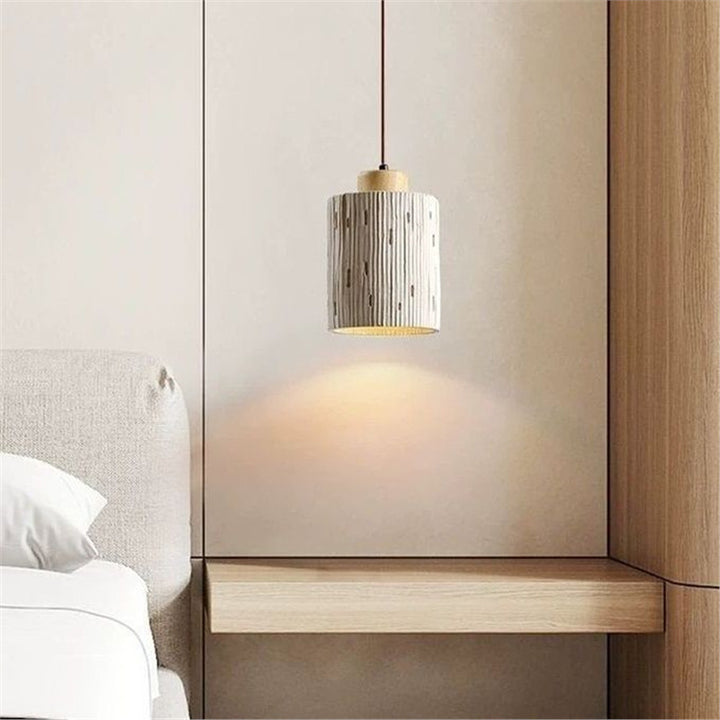 Lustre suspendu cylindrique en béton traditionnel français à 1 lumière pour chambre 