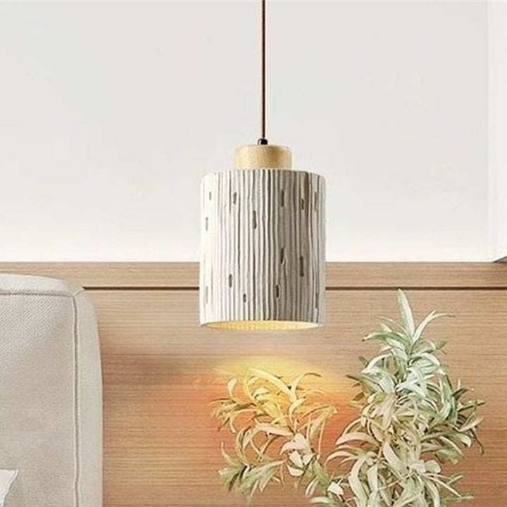 Traditional French High Concrete Cylinder 1-Light Pendant Light For Bedroom