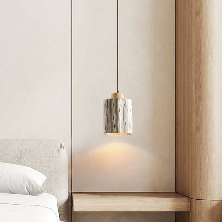 Traditional French High Concrete Cylinder 1-Light Pendant Light For Bedroom