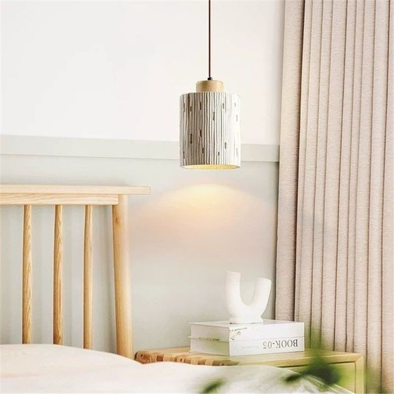 Traditional French High Concrete Cylinder 1-Light Pendant Light For Bedroom