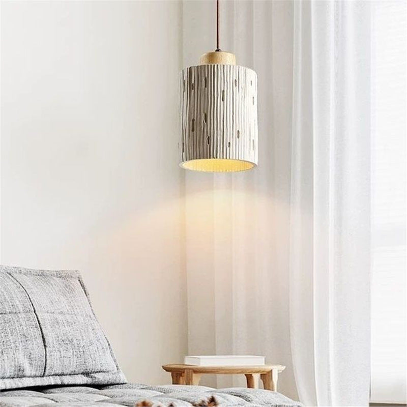 Traditional French High Concrete Cylinder 1-Light Pendant Light For Bedroom