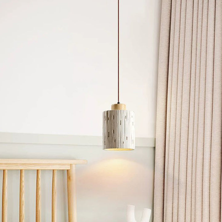 Traditional French High Concrete Cylinder 1-Light Pendant Light For Bedroom
