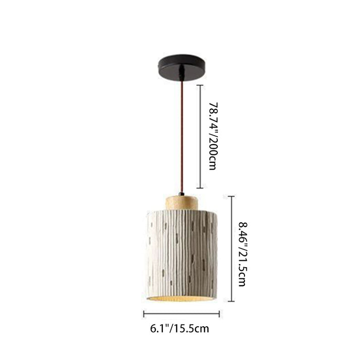 Lustre suspendu cylindrique en béton traditionnel français à 1 lumière pour chambre 