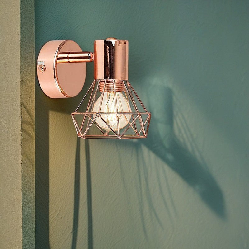 Applique murale contemporaine en fer creux géométrique à 1 lumière pour chambre à coucher 