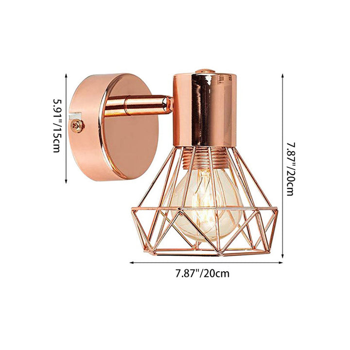 Zeitgenössische industrielle hohle Eisen geometrische Polygon 1-Licht Wandleuchte für Schlafzimmer 