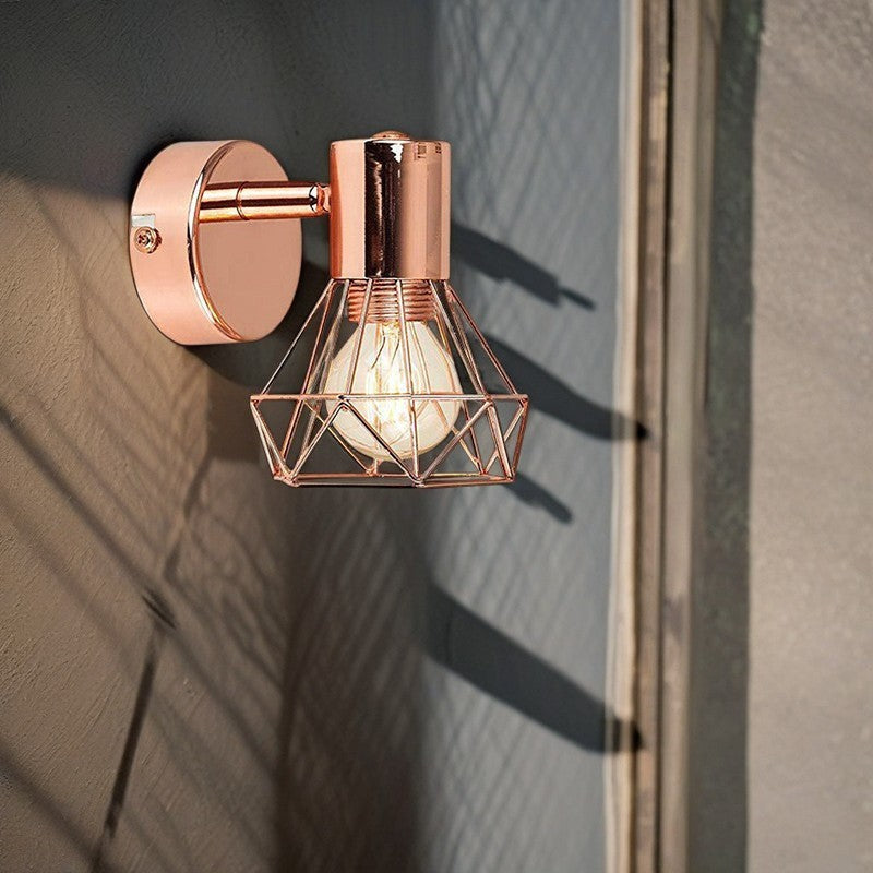 Applique murale contemporaine en fer creux géométrique à 1 lumière pour chambre à coucher 