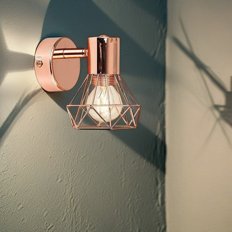 Applique murale contemporaine en fer creux géométrique à 1 lumière pour chambre à coucher 