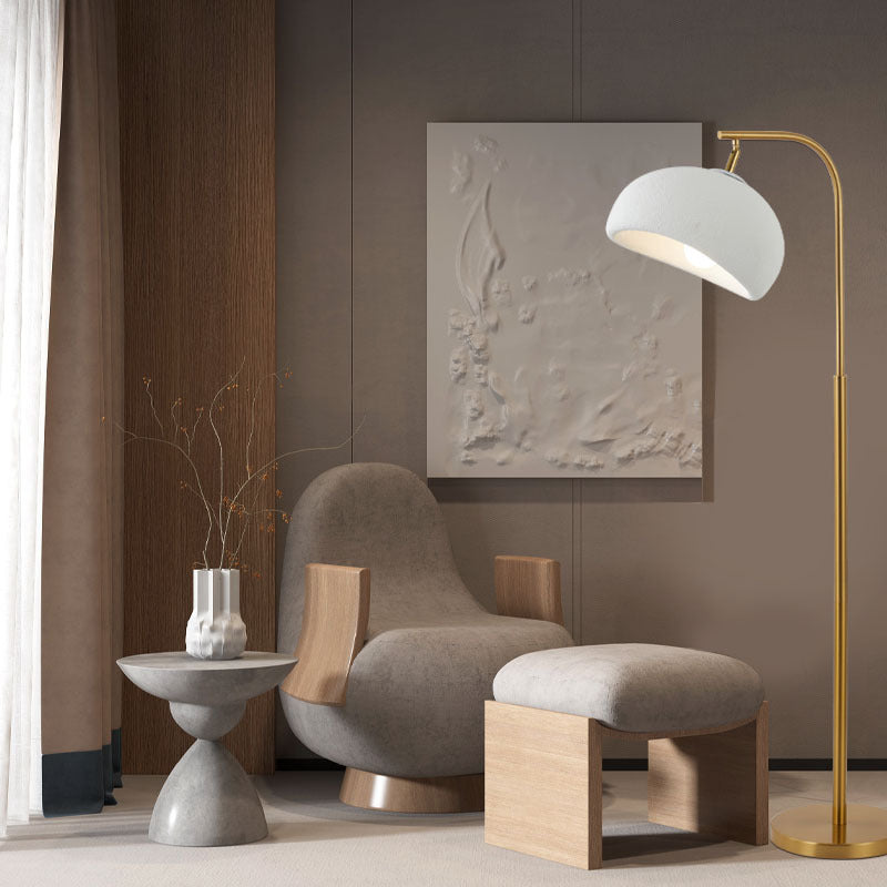 Lampe de sol contemporaine nordique en polystyrène haute densité avec abat-jour rond pour chambre à coucher, 1 lumière 