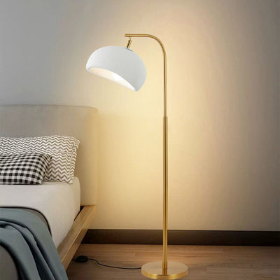 Lampe de sol contemporaine nordique en polystyrène haute densité avec abat-jour rond pour chambre à coucher, 1 lumière 