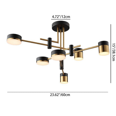 Contemporary Luxury Iron Frame Acrylic Round Shade LED Chandelier For Living Room