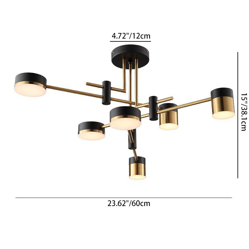 Contemporary Luxury Iron Frame Acrylic Round Shade LED Chandelier For Living Room