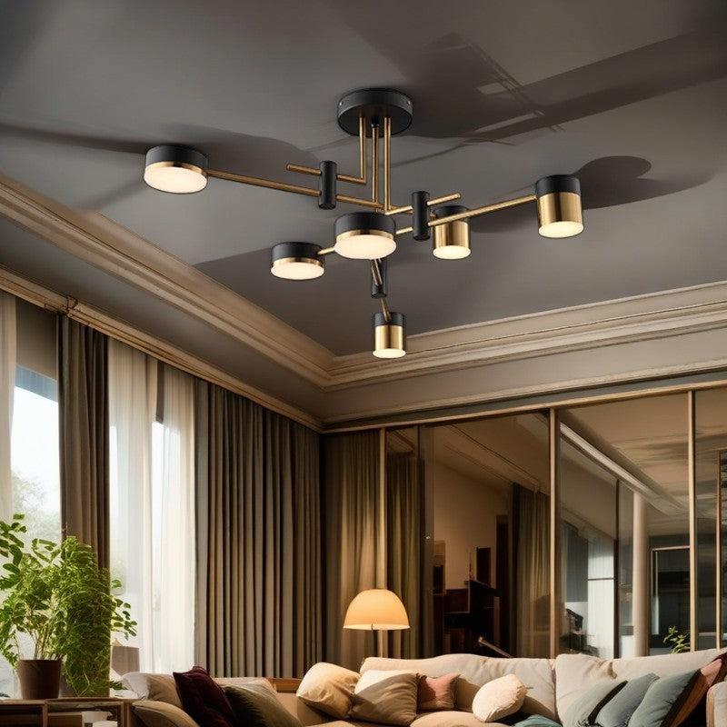 Contemporary Luxury Iron Frame Acrylic Round Shade LED Chandelier For Living Room