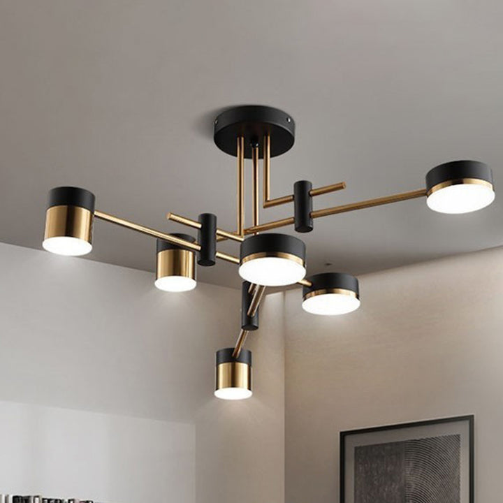 Contemporary Luxury Iron Frame Acrylic Round Shade LED Chandelier For Living Room